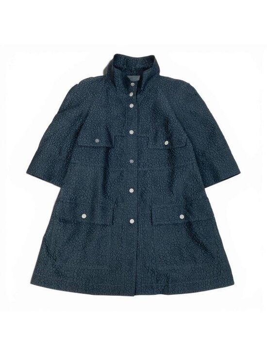 Chanel Camellia CC Logo Stand Collar Jacket Coat 38 Navy - Picture 2 of 10